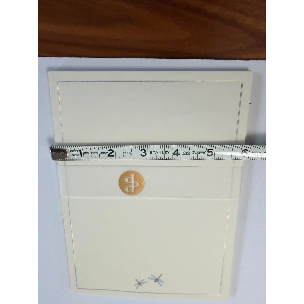 New Peter Pauper Press Stationery Set Cream Blue Dragonfly Motif Gold Foil